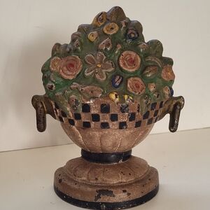 Antique Floral Cast Iron Doorstop